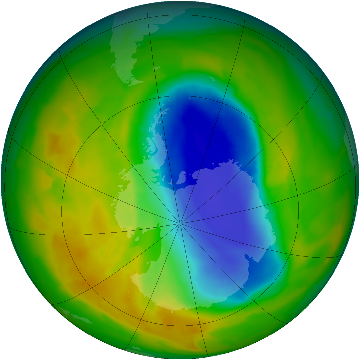 Antarctic ozone map for 29 October 2012